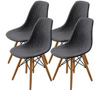 SHENGYIJING Dining Chairs Covers Set of 2/4/6,Style Shell Dining Chair Mid Century Modern Chair Sipcover,Upholstered Dining Accent Side Chair Covers (Grey,4 Pieces), Gray