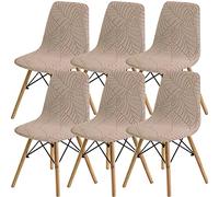SHENGYIJING Dining Chairs Covers Set of 2/4/6,Style Shell Dining Chair Mid Century Modern Chair Sipcover,Upholstered Dining Accent Side Chair Covers (Khaki1,6 Pieces)