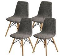 SHENGYIJING Dining Chairs Covers Set of 2/4/6,Style Shell Dining Chair Mid Century Modern Chair Sipcover,Upholstered Dining Accent Side Chair Covers (Taupe1,4 Pieces)