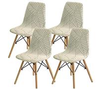 SHENGYIJING Dining Chairs Covers Set of 2/4/6,Style Shell Dining Chair Mid Century Modern Chair Sipcover,Upholstered Dining Accent Side Chair Covers (Cream1,4 Pieces)
