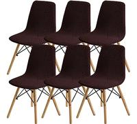 SHENGYIJING Dining Chairs Covers Set of 2/4/6,Style Shell Dining Chair Mid Century Modern Chair Sipcover,Upholstered Dining Accent Side Chair Covers (Brown1,6 Pieces)