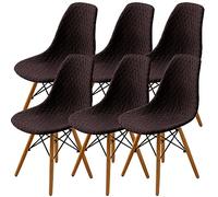 SHENGYIJING Dining Chairs Covers Set of 2/4/6, Style Shell Mid Century Modern Chair Sipcover, Upholstered Accent Side Chair Covers (Brown, 6 Pieces)