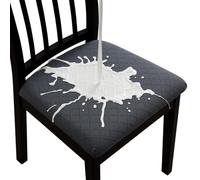 SHENGYIJING Stretch Diamond lattice Waterproof Chair Seat Covers for Dining Room Chairs Covers Dining Chair Covers Kitchen Chair Covers with Buckle (Gray,2)