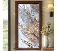 SHENGYUMY Window Film 17.7x39.3 Inch Static Cling Decorative Privacy Window Film Gold and Silver Leaf Pattern Glass Sticker for Home Office Bathroom Sun Blocking Light Filtering