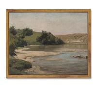 SHENIFY 8x10in Vintage Landscape Mountain River Decor for Bathroom Office Hallway Decor - Natural Framed