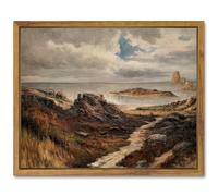 SHENIFY Landscape Framed Canvas Wall Art Vintage Classical Seaside Path Wilderness Prints Modern Hallway Kitchen Office Decor - 8x10in Natural Framed