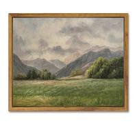 SHENIFY Landscape Vintage Framed Canvas Wall Art Classical Prairie and Mountain Prints Farmhouse Kitchen Office Decor - 8x10in Natural Framed