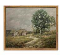 SHENIFY Vintage Landscape Framed Canvas Wall Art Country Road Classic Painting Modern Farmhouse Kitchen Office Decor - 8x10in Natural Framed