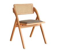 SHENJIA Mid-Century Stackable Dining Chairs + Fabric Upholstery, Portable Wooden Folding Chairs for Kitchen & Dining Room, Extra Seating for Guests