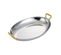 SHENJIA Stainless Steel Seafood Paella Pan Cookware, Oval Spanish Paella Pan with Dual Handles for Homes, Restaurant Or Camping Skillet