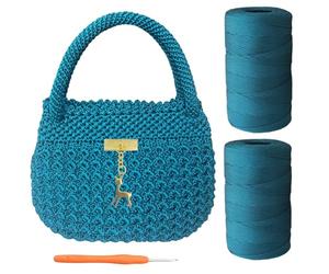SHENJILL Phoenix Tail Bag Crochet Kit for Beginners Hand Bag Crochet Kit with Step-by-Step Videos and Written Instruction Crocheting Kits for Adults Easy Starter Yarn for Crocheting (Peacock Green)
