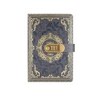 SHENJMAI Diary with Lock Retro Digital Password Notebook Journal With Lock A5 Diary for Men and Women PU Leather Combination Persons Privacy(Grey)