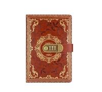 SHENJMAI Diary with Lock Retro Digital Password Notebook Journal With Lock A5 Diary for Men and Women PU Leather Combination Persons Privacy(Brown)