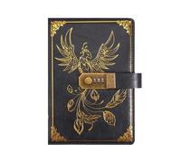 SHENJMAI Diary with Lock Stationery Password Notebook Diary Book Retro A5 with Lock Protecting Secrets 200 Pages Travelers Journal Student(Style1-Black)