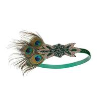 SHENJMAI Feather Headband Ecowalson 1920's Headband Costume Props Charleston costume accessories Flapper Headpiece Great Gatsby feather beaded headband(Orange)