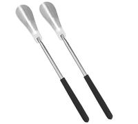 SHENJMAI Long Handled Shoe Horn 1/2Pcs Retractable Metal Shoe Horns 31cm-65cm Long Handled Shoehorn Pregnant Woman Elderly Spoon Spatula(Black-2Pcs)