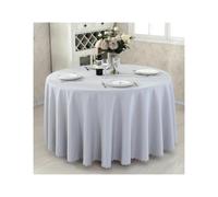 SHENJMAI Round Skirt Tablecloth Wedding Decoration Table Cloth Round Cover Polyester Plain Colour Hotel Banquet Events Birthday Party Celebration Holiday(Silver Grey,260cm)