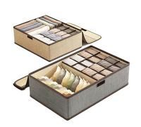 SHENJMAI Underwear Drawer Organisers Underwear Storage Box With Lid Dustproof Socks Bra Drawer Clothes Organizer Bag Household Wardrobe(Grey 17 grids)