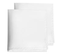 SHENLIU 2 Pack Pocket Squares for Men, Satin Polyester Pocket Square Handkerchiefs, Soft Gents Hankies Solid, Formal Wedding Groom Suit Accessory (White)