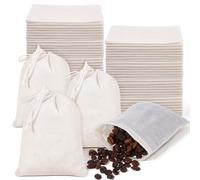 SHENLIU 200Pcs Cotton Empty Spice Bags for Cooking, 3x4 In Muslin Drawstring Bag Reusable Tea Bags for Loose Tea, Drawstring Cheese Cloth for Straining Soup, Unbleached Cheesecloth Sachet Bag