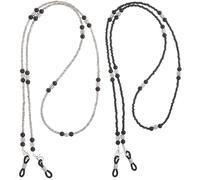 SHENLIU 2PCS Beaded Eyeglass Chain, Glasses Strap for Women Mask Lanyard Sunglasses Chains Black Beaded Glasses Holders around Neck