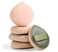 SHENLIU 5 Pcs Foundation Sponge, Makeup Sponges Green Teardrop Shape 2.16 Inch Soft Blender for Liquid, Cream & Powder, Wet/Dry Use, Beginner-Friendly