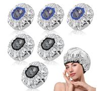 SHENLIU 6Pcs Heat Cap for Deep Conditioning, Aluminum Shower Cap, Processing Caps for Hair Hot Oil Treatment Hair Steamer, Reusable Hair Foils for Hair, Shower Caps for Sauna, Shower Spa