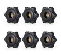 SHENLIU 6pcs Star Knobs, Threaded Hexagon Head Knob M6 Clamping Nuts Knobs Black Screw-On Type Threaded Knob Nuts 6-Star Shape Hand Tighten Clamping Knobs for Mechanical Equipment