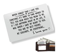 SHENLONG Stainless Steel Engraved Wallet Insert Card,Personalized Card,Never Forget That I Love You Valentine's Day Wedding Birthday Gift Fiance Couple Gift,Anniversary Card Gifts, 8.5 x 5.5 cm