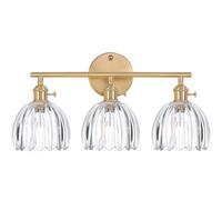 Shenmoyl Bathroom Wall Light Fixtures Over Mirror, 3-Light Brass Gold Vanity Lights with Clear Tulip Glass Shade for Bedroom Living Room