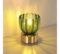 Shenmoyl Cordless Small Table Lamp with 5200mAh Battery & Touch Control, Battery Operated Tulip Table Lamp with 3 Colors, Rechargeable Mini Table Lamps for Bedsides, Bedroom, Nightstand (Green)