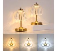 Shenmoyl Set of 2 Tulip Table Lamp with 5200mAh Battery & Touch Control, Cordless Small Table Lamp with 3 Colors, Rechargeable Battery Operated Table Lamps for Nightstand, Bedroom (Transparent Tulip)