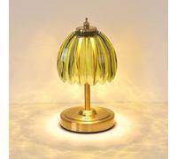 Shenmoyl Tulip Small Table Lamp, 5200mAh Cordless Touch Control Mini Table Lamp with 3 Color Temps & Stepless Dimming, Perfect for Small Spaces Like Dressers, Bedsides, Bookshelves (Green Tulip)