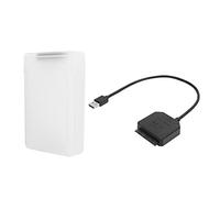 Shenprymic SATA USB 3.0 Adapter for 2.5in and 3.5in SSD HDD, 6Gbps UASP Support, Protective ABS Enclosure Box with 12V/2A Power for Desktop Use (White)