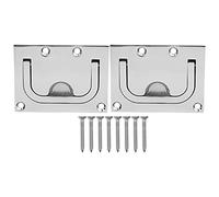 Shenprymic Stainless Steel Boat Hatch Pull, Marine Hardware Deck Cover Handle, 2PCS Corrosion - Resistant Locker Rings with High Precision Mirror Polishing, Includes 8 Screws for Boat Floor C