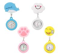 Shenrongtong 4pcs Pocket Watch for Nurses, Nurse Watch with Second Hand, Cute Digital Watch, Clip On Nurse Lapel Watch, Hanging Brooch Watch for Nurses Doctors