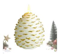 Shenrongtong Christmas Pine Cone Candles | Flameless Acorn Decor Led Pine Cone Candle | Realistic Flickering Illumination Winter Holiday Christmas Thanksgiving Decoration for Table Desk Bookshelf