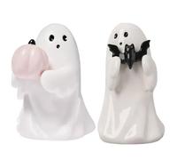 Shenrongtong Cute Ghost Halloween Decorations, Holding Bat Pink Pumpkin Ghost, Halloween Figurine Ghost Sculpture, Structure Ghost Couple Statue, Halloween Standing Ghosts Figure, Spooky Home Decor