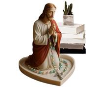 Shenrongtong Virgin Mary Jesus Rosary Holder, Resin Catholic Jesus Rosary, Collectible Figurines for Student Desk Couples Party Men Teacher Offices Room Desktop Birthday