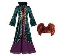 Shenrongtong Women Winifred Sanderson Costume, Christmas Cosplay Fancy Dress Up, Green Witch Robe Dress, Sanderson Sisters Costume Halloween Carnival Witch Cosplay