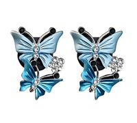 shenruifa 2Pcs Rhinestone Butterfly Car Air Freshener Clips - Bling Vent Diffuser with Fragrance, Sparkly Car Interior Decor Accessories for Women (Blue)