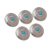 shenruifa Blue Turquoise Screw Back Button Elegant Design 30mm Round Shape for Leather Crafts 5 Set Zinc Alloy Silver