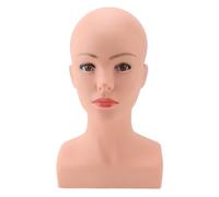 Shenruifa Female Bald Mannequin Head with Shoulder PVC Cosmetology Face Makeup Doll Head for Hats Eyeglasses Wig Making Display