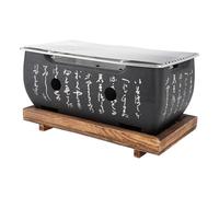 Shenruifa Japanese BBQ Grill Stove Charcoal Barbecue Stove Rectangle Calligraphy Quick Heating Aluminium Alloy Wire Grill Base for Camping (M)