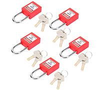 shenruifa Lockout Lock Safety Padlock Set - Durable Nylon PA and Steel Design for Nuclear Energy and Logistics - 5 Sets with Writable Labels (Red)