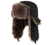 shenruifa Windproof Trapper Unisex Winter Warm Hat with Faux Earmuffs, Soft Comfortable Fabric for Skiing Camping Riding (Black)