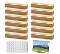 SHENSAIGO 12 PCS Place Card Holders, Wood Table Number Holders, Menu Holders for Tables with Double-sided Adhesive, Simple Photo Holders for Wedding Dinner Party Events Decoration Display Office Clips