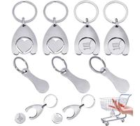 SHENSAIGO 7pcs Shopping Trolley Token Keyring, Portable Quarter Holder Keychain, Zinc Alloy Removable Trolley Coin Keychain for Supermarket Grocery Shopping Cart