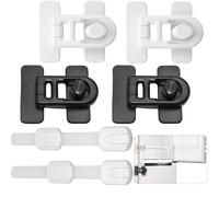 SHENSAIGO Pack of 6 Child Safety Fridge Lock, Self-Adhesive Child Safety Cabinet, No Drilling Cabinet Lock, Baby, Adjustable Child Lock Drawers for Cupboards, Fridge Door (White, Black)