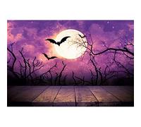shensu Vinyl 5x3ft Purple Halloween Backdrops for Photography Withered Tree Super Moon Empty Wood Table Photography Background Newborn Baby Adults Portrait Parties Event Decor Photo Studio Props